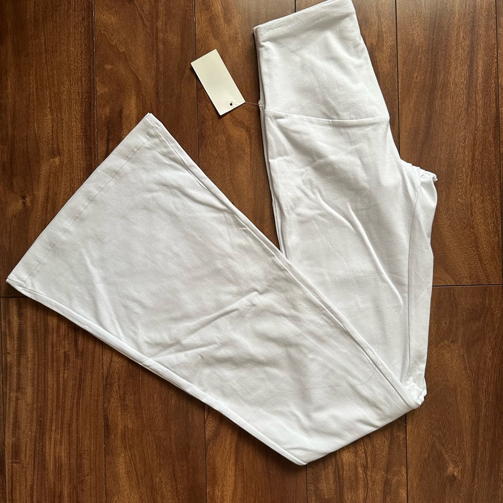 White flare yoga leggings